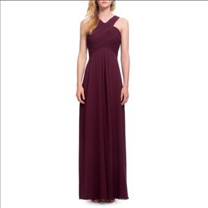 Bill Levkoff Crisscross Neck Chiffon A-Line Gown